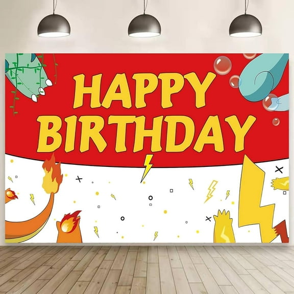 5×3FT Cartoon Monster Game Birthday Backdrop Magical Red and White Photography Backdrops Kids Party Supplies Happy Birthday Party Decorations