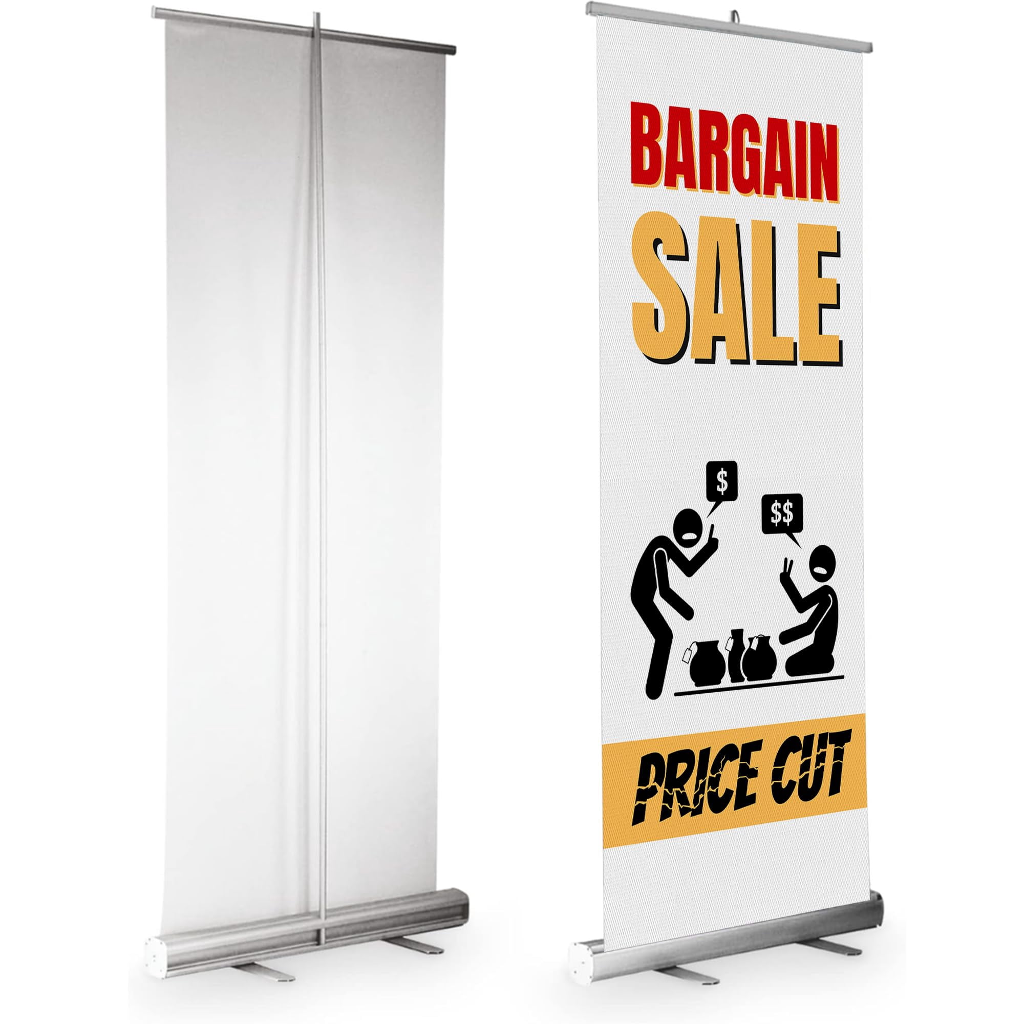 DreamController Retractable Banner with Stand for Sele, 33"x81" Vertical Display Pull-Up Banner for Trade Shows, Business Events & Promotions (Bargain Sele Priices Cut)