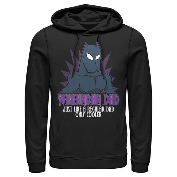 Men's Marvel Black Panther Wakandan Dad Just Like a Regular Dad Only Cooler Pull Over Hoodie Black Medium