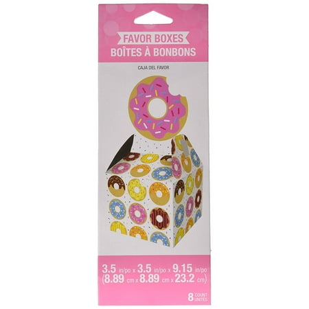 Donut Box - Donut Party Favor Boxes Party Supplies, Multicolor, One package of 8 donut party favor boxes By Creative Converting