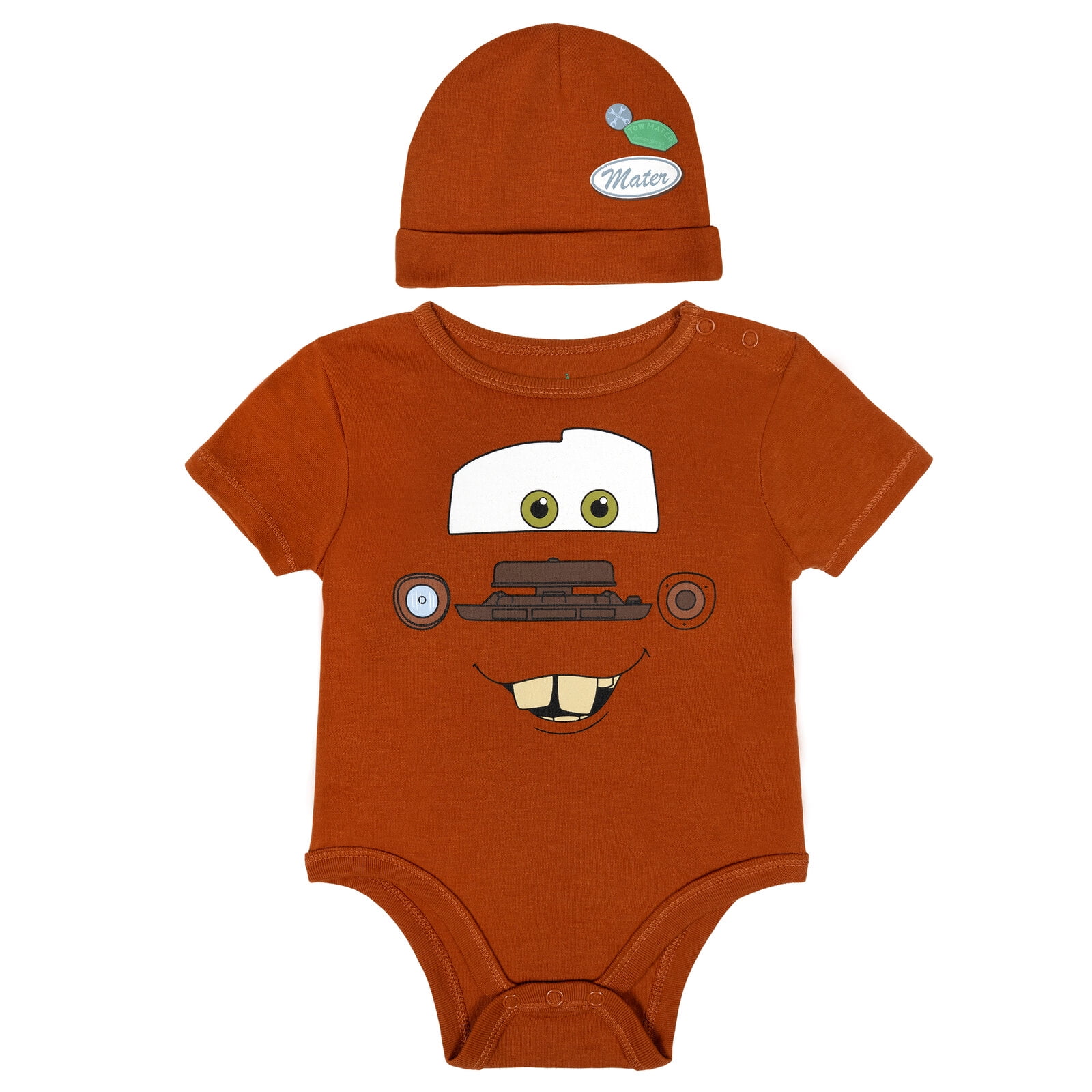 Disney Cars Baby Boys' 2-Piece Cosplay Bodysuit and Hat Set Rusty Brown Mater