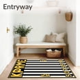 thumbnail image 3 of ODIKA 6'x9' Machine Washable Non-Slip Area Rug, Vintage Sports Ticket with Dynamic Stripe Accents High Traffic Rug with Pad, Black, 669510, 3 of 8