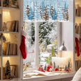 thumbnail image 3 of Kitchen Valances for Window, Blue Christmas Tree Snowflake Light Filtering Rod Pocket Valance Curtain, Leopard Print Xmas Tree Short Curtains Window Topper for Bedroom Bathroom Living Room 54x18in, 3 of 7