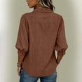 thumbnail image 5 of Neewe Womens Button Down Shirts Plain Lapel 3/4 Sleeve Tops Elegant Dressy Blouses Business Casual Outfits, 5 of 5