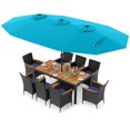 thumbnail image 1 of Costway Ensemble de Salle à Manger en Osier pour Patio 11 Pcs avec Parasol Extérieur Double Face 8 Chaises Empilables, 1 of 9