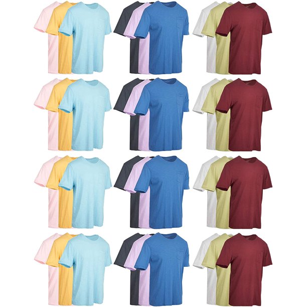 Yacht Smith 36 Pack Of Mens Cotton Slub Pocket Tees Tshirt T Shirts In Bulk Wholesale 