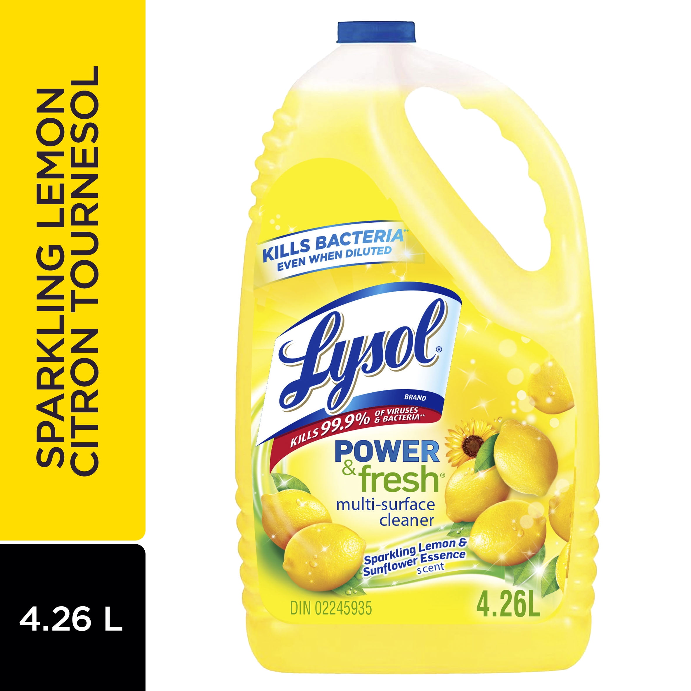 Lysol All Purpose Cleaner, Pour, Sparkling Lemon & Sunflower Essence, Multi Surface Cleaner, 4.26 L