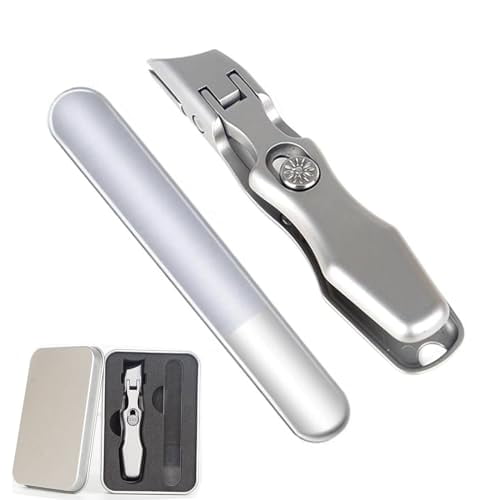 Ultra Wide Jaw Opening Nail Clippers,German Nail Clippers for Men,Telescopic Nail Clippers,Toenail Clippers for Seniors,Portable Ultra Sharp Nail Clippers,Anti Splash Nail Clipper (Silver A)
