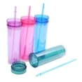 thumbnail image 4 of 16 Oz Tumbler with Lid & Straw - Double Clear Plastic Cup, Leak-Proof for Car/Travel/Summer Sports, 4 of 7