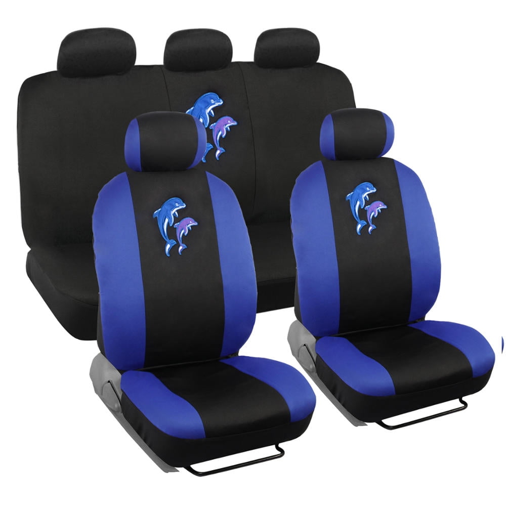 BDK Blue Dolphin Design Seat Covers for Car, SUV, Van and Truck, 9pc