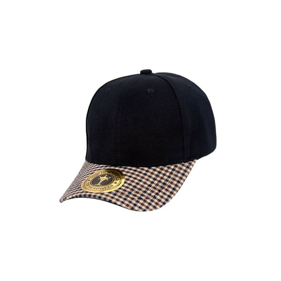 Top Headwear Adjustable Structured Plaid Bill Hat - Black/Khaki