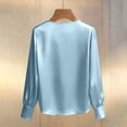 thumbnail image 5 of GUACER Womens Business Long Sleeve Tops Fashion Satin Round Neck Pearl Button Breathable Loose Office Blouses, 5 of 5