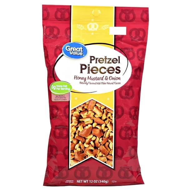 (2 Pack) Great Value Pretzel Pieces, Honey Mustard & Onion, 12 oz
