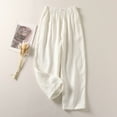 thumbnail image 2 of Seductiva Women's Pants Women's Cotton and Linen Blended Casual Nine Point Pants with Elastic Waist Loose Artistic Wide Leg Pants Spring and Summer Large Size Carrot Pants for Women, 2 of 5