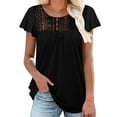 thumbnail image 2 of Womens Cap Sleeve Summer Tops 2025 Trendy Loose Fit Lace Short Sleeve T Shirts Casual Blouses, 2 of 6