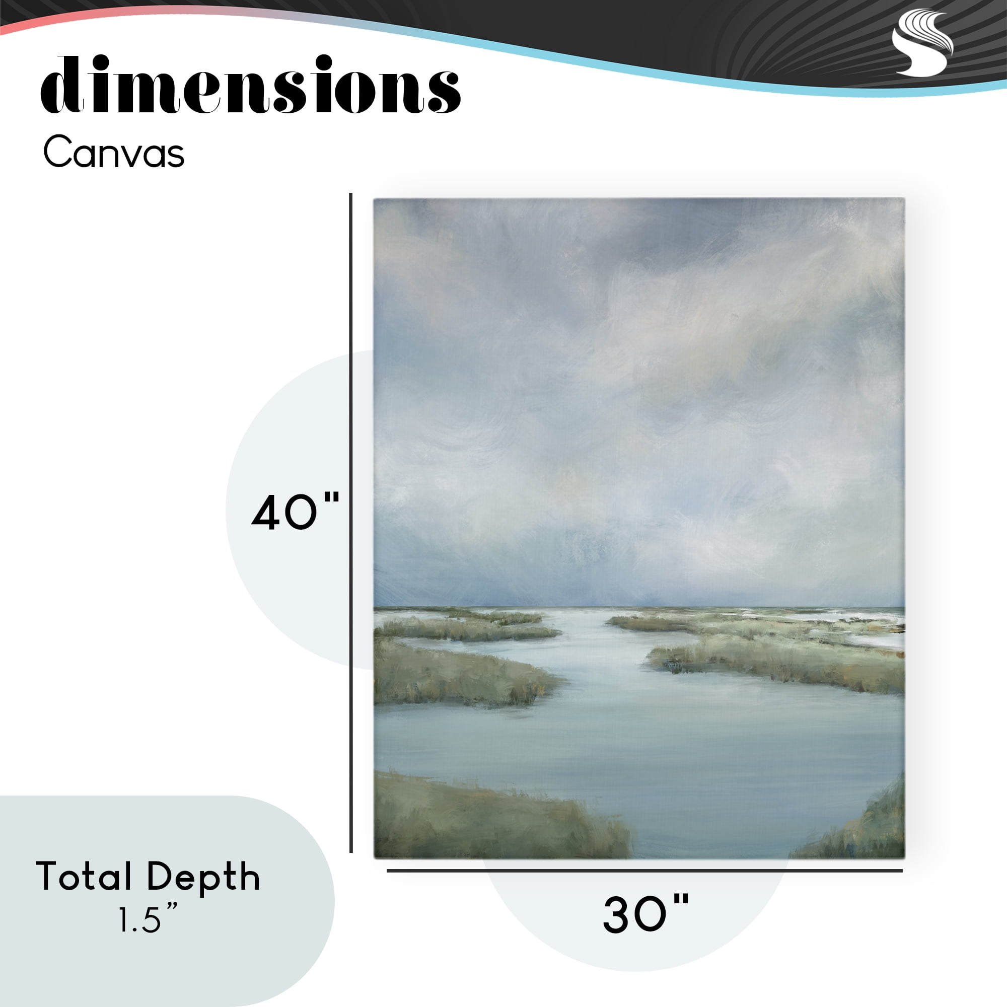 Hazy Marsh Land View Canvas Wall Art, design by Leah Noel Art