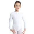 thumbnail image 3 of Sxiwei Kids Girls Stretchy Long Sleeve Turtleneck Gymnastic Ballet Dance Leotard Workout Jumpsuit White XXL, 3 of 7