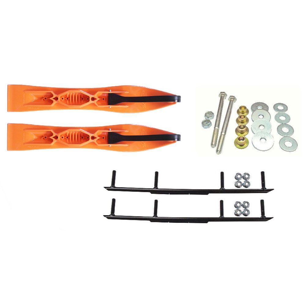 Curve Orange Xtreme XSM Snowmobile Skis Complete Kit SkiDoo Rev/XP/XR