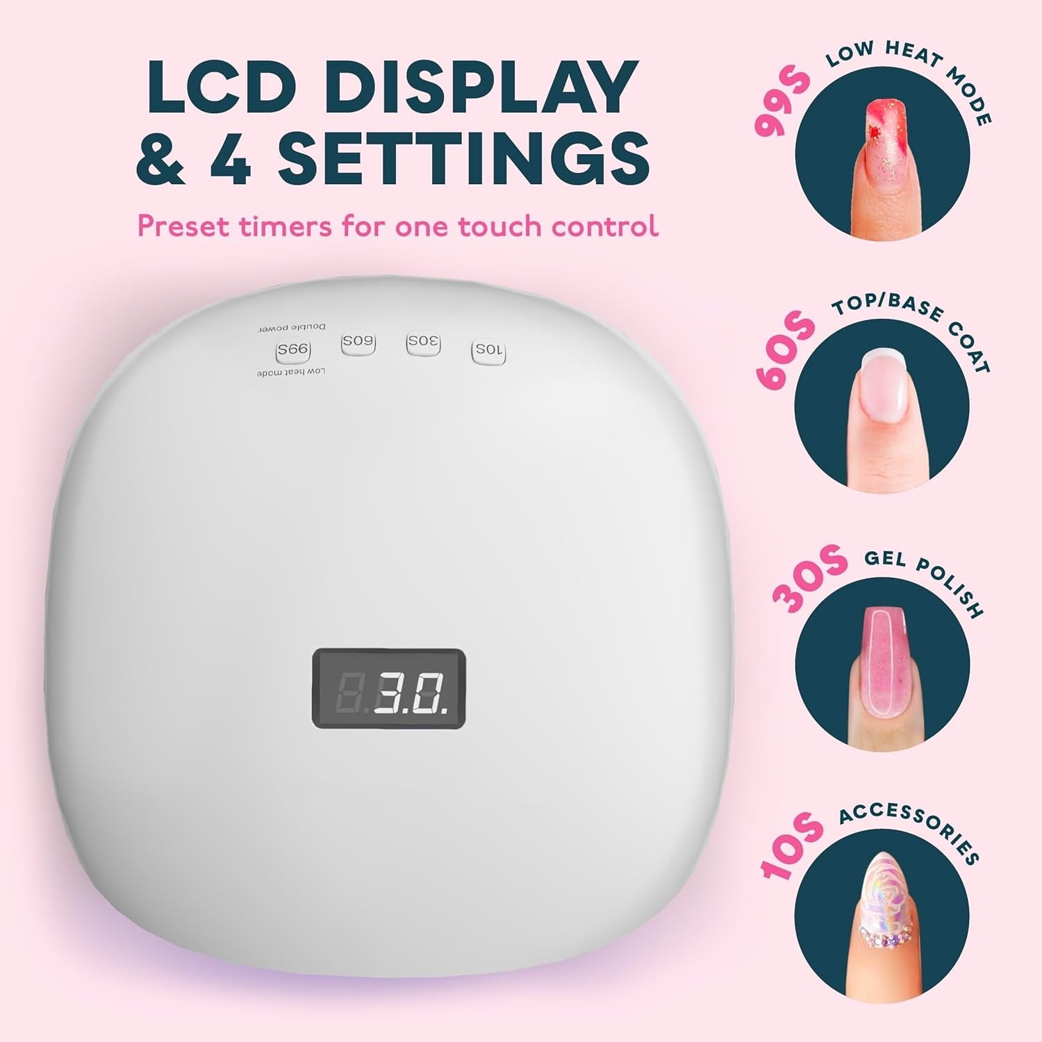 UV LED Nail Lamp, UV Light for Nails Compatible with All Gel Polish, 36 LEDs with 4 Timer Settings, LCD Display for Home Salon