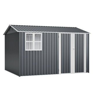 YODOLLA, Outdoor Storage Shed, 8x6, Metal Tool Shed with Pergola