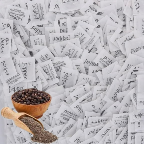 Black Pepper Packets – 1000 Count – 0.01g Each – Individual Single-Serve Pepper Sachets for Restaurants, Cafeterias, Takeout, and Food Service Use
