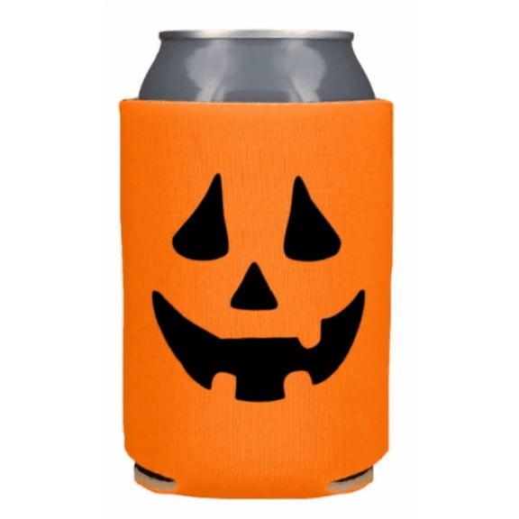 Jack-O-Lantern Can Cooler, Pumpkin Party Beverage Sleeve, Festive Gift Accessory