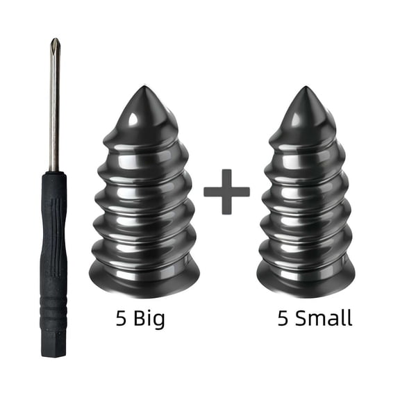 10PCS Tire Repair Rubber Nails Kit with Screwdriver, 5 Small & 5 Large Self-Service Vacuum Plugs for Car, Motorcycle, Truck Tire Puncture Repair