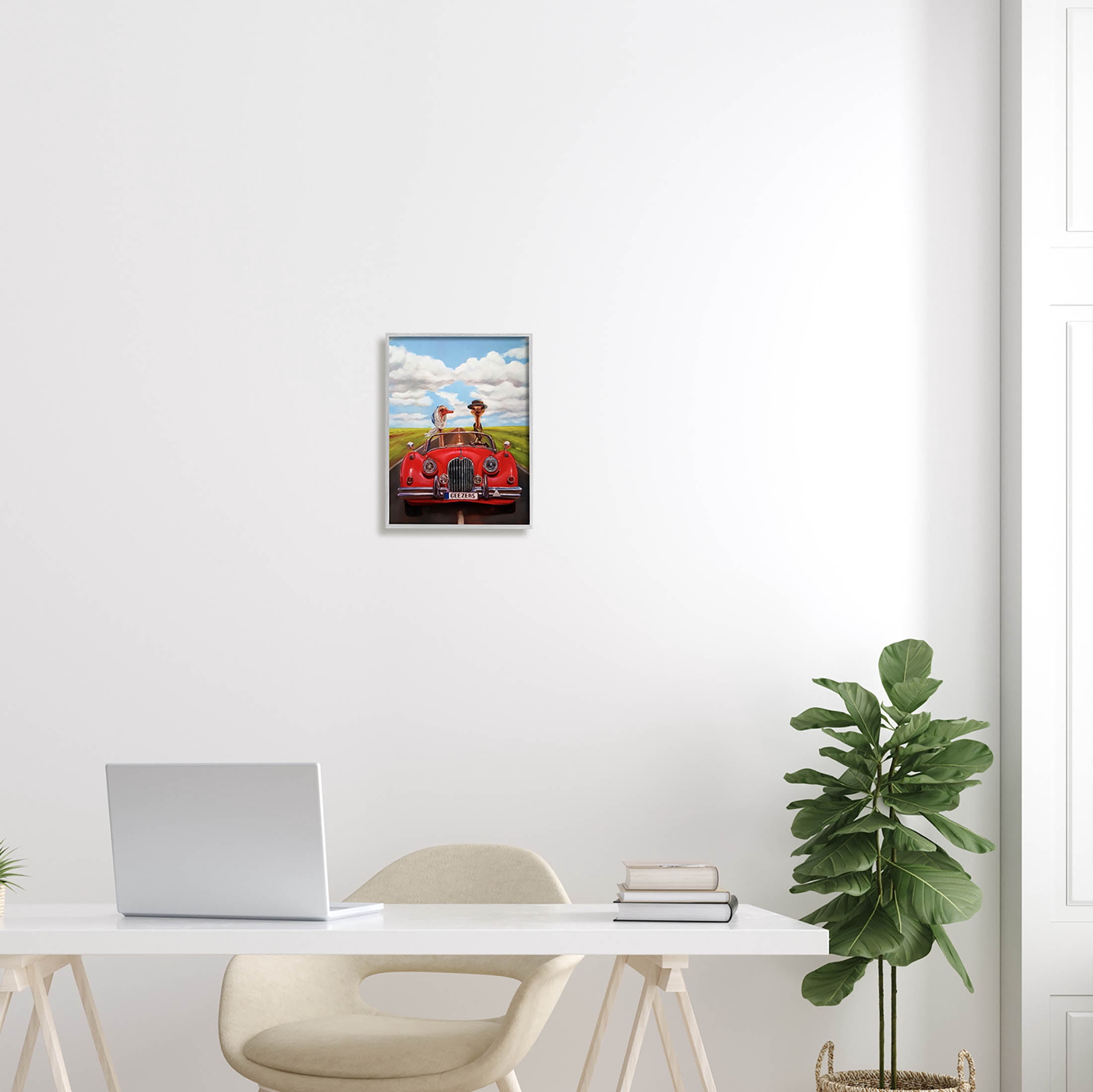 Stupell Industries Ostrich Couple Geezers Convertible Painting Gray Framed Art Print Wall Art, Design by Lucia Heffernan