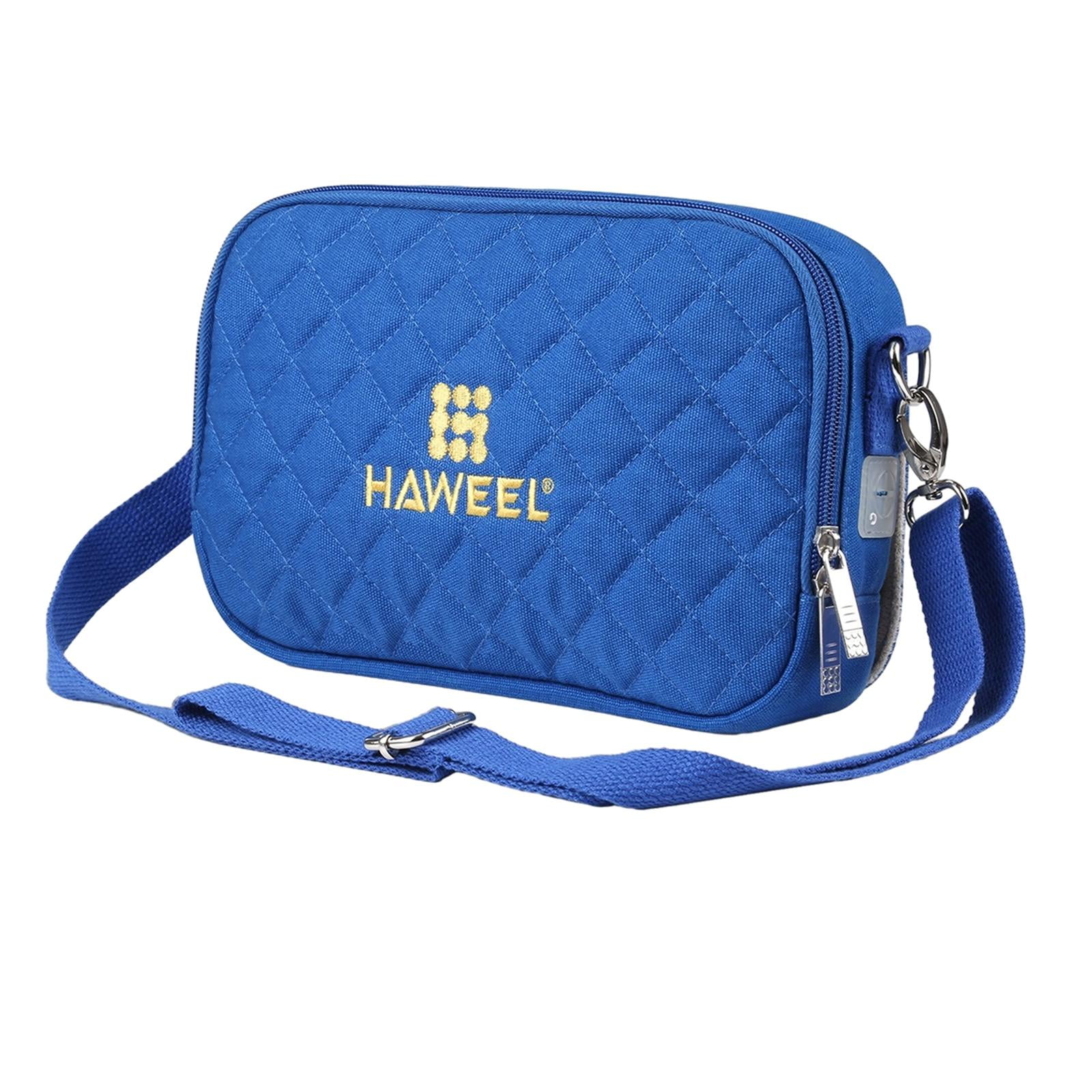 harayaa Cross Shoulder Hand Warmer Storage Bag Prevent Overheating Canvas Warmer Bag USB Blue