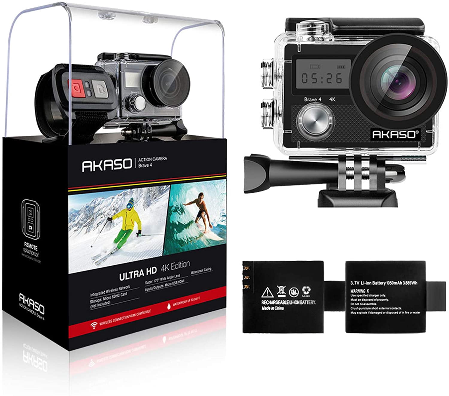 Action Cam Apexcam 4K 20MP - Impermeabile 40m, WiFi, Telecomando, 2 Batterie, Con Scheda 64GB - Foto 3