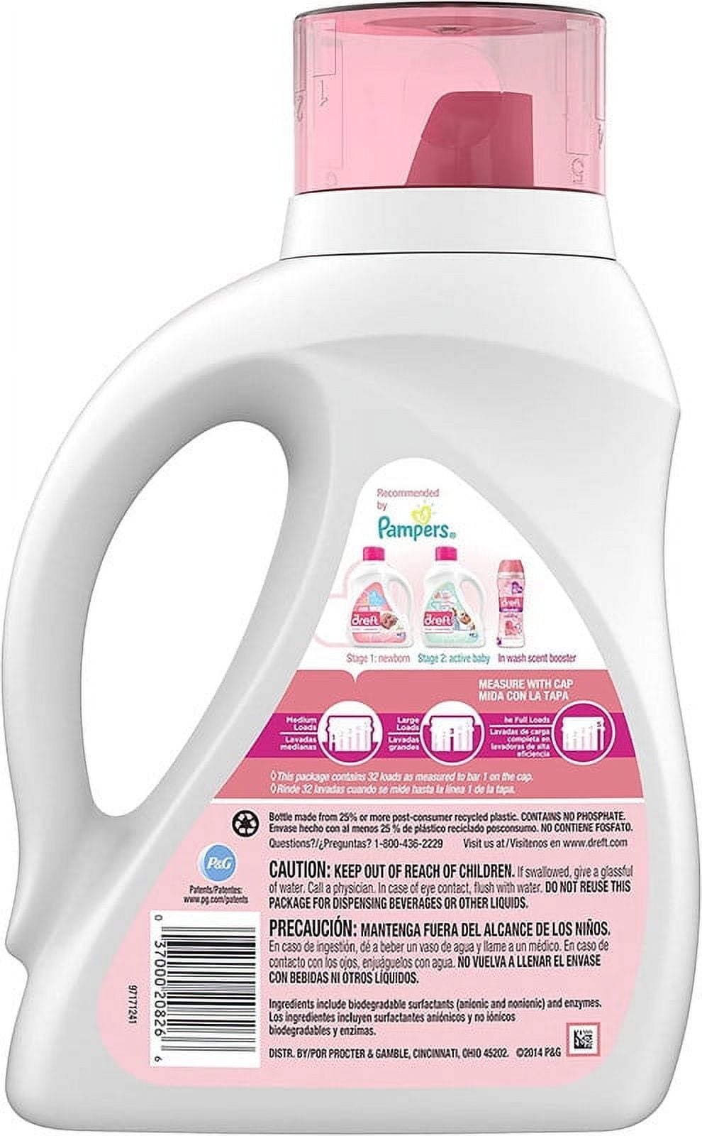 Dreft Stage 1, Newborn Liquid Detergent 50 oz, 32 Loads - 2 Pack