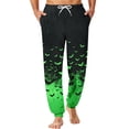 thumbnail image 2 of Domuza Men's Halloween Pajamas Pants Casual Elastic Waist Drawstring Jogger Pj Pants Novelty Horror Print Lightweight Comfy Home Trousers Green M, 2 of 6