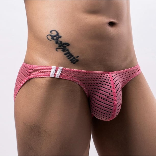 Ropa Interior Transpirable Para Hombre De Malla Sexy De Cintura Baja