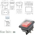 thumbnail image 2 of Interruptor basculante de encendido/apagado de luz roja de 3 uds con cubierta impermeable 16A/250V 20A/125V AC (DPST) Dontodent Kuyhfg Sin marca, 2 of 5