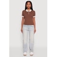 thumbnail image 3 of Women's Contrast Trim Cable Knit Sweater Polo, 3 of 5