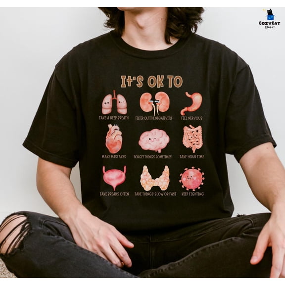 T-shirt For Healthcare Workers, It's OK To Feel Shirt, Emotional Support Gifts for Nurse-Doctor, New Year Self Care