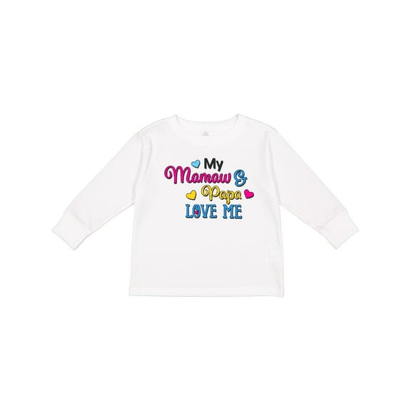 Inktastic My Mamaw and Papa Love me with Hearts Boys or Girls Long Sleeve Toddler T-Shirt
