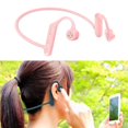 thumbnail image 3 of Auriculares de conducción ósea Auriculares deportivos de oreja abierta Micrófono incorporado Controladores de música 3-4H Rango de Rosa, 3 of 8