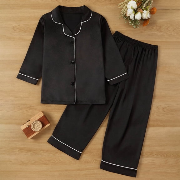 BOOMNY Baby Girls 2 Peice Pajamas Sets Soft Long Sleeve Buttons Sleepwear Tops Pants Pjs Set for Kids Cozy Loungewear Homewear