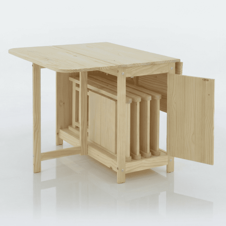 Solid Wood Tuck Away Dining Table and 4 Chairs Set - Perfect for