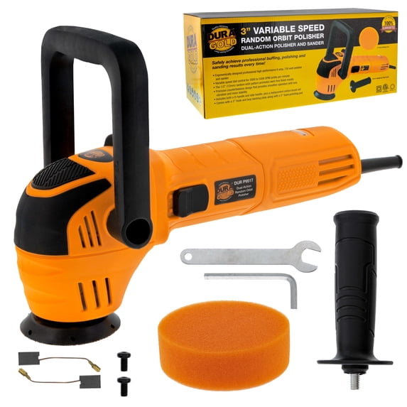 Dura-Gold Heavy Duty 3" Random Orbit Dual-Action Polisher Buffer Sander, Variable Speed 2000 to 5500 OPM, Professional High-Performance, 750 Watts, 1 Buffing Polishing Pad, Car Auto Paint Detailing