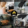 thumbnail image 4 of Oven Mitts and Pot Holders Sets Pot Holders and Oven Mitts Heat Kitchen Silicone Oven Mitts with Soft Cotton Lining .Extra Long Oven Gloves for Cooking, 4 of 7