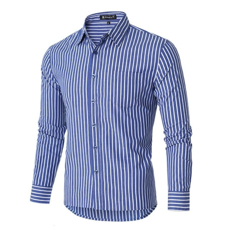 dress striped vertical navy sleeve cotton button shirt down