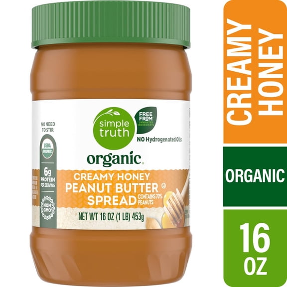 ST Organic No Stir Creamy Honey Peanut Butter Spread 16 oz