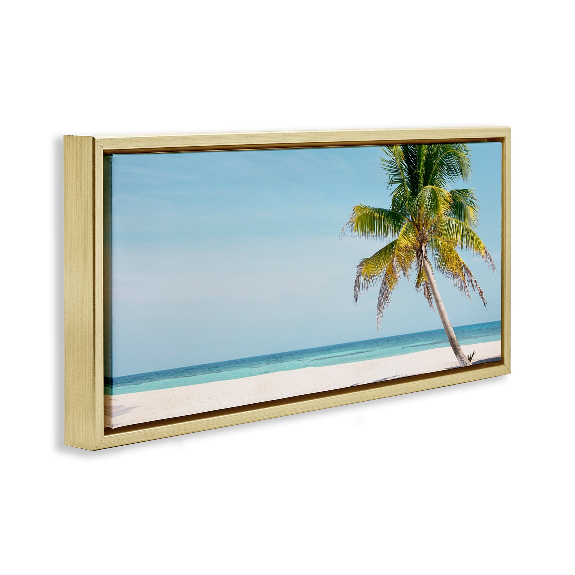 Stupell Industries Tropical Island Palm Tree Gold Framed Floater Canvas Wall Art, design by Danita Delimont