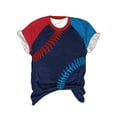 thumbnail image 5 of Quinlirra Womens Tops Clearance Under $5 Women's Baseball Printed Casual Round Neck Printed Short Sleeved T-shirt Top, 5 of 5
