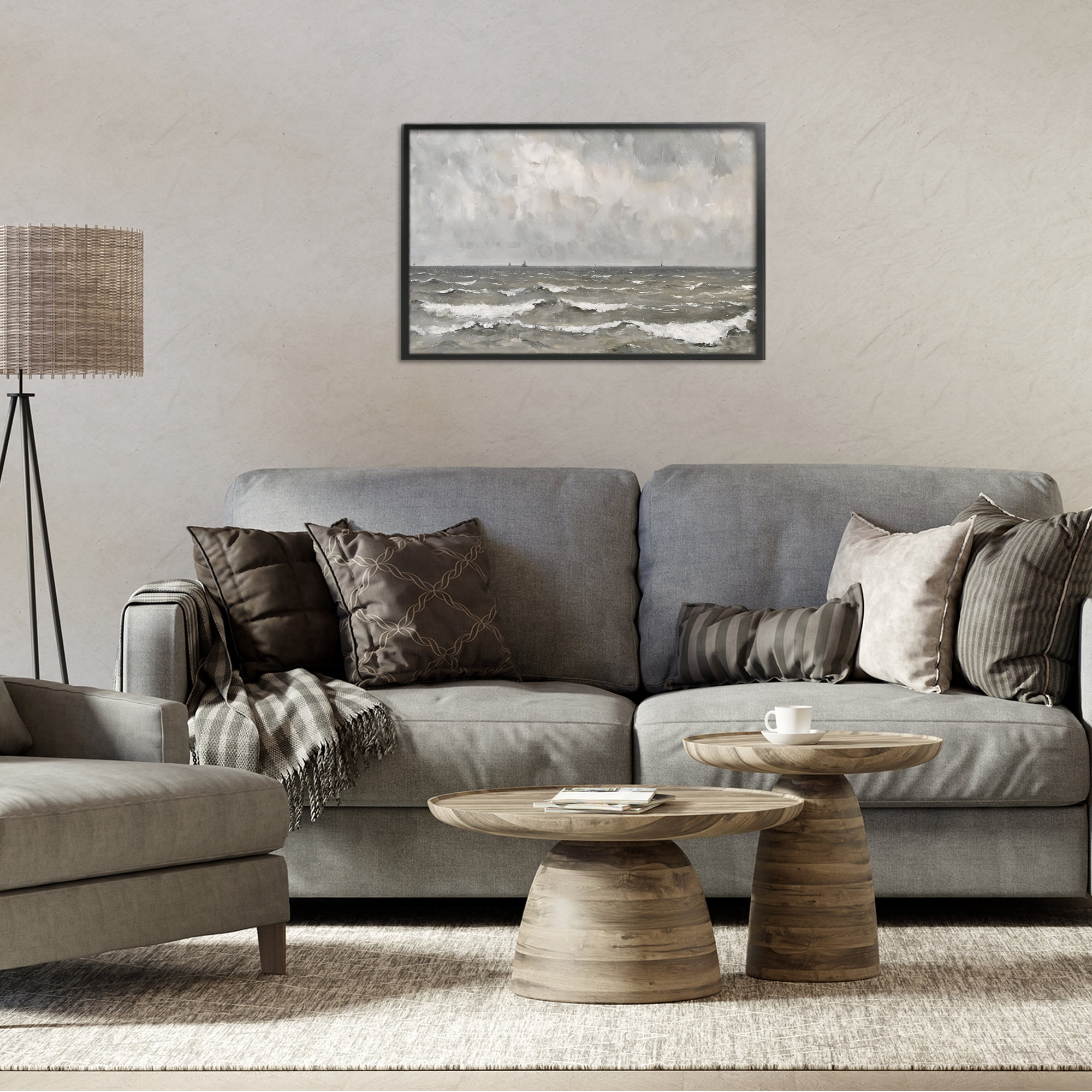 Stupell Industries Stormy Ripples at Sea Black Framed Giclee Art, design by Jacky Ngan