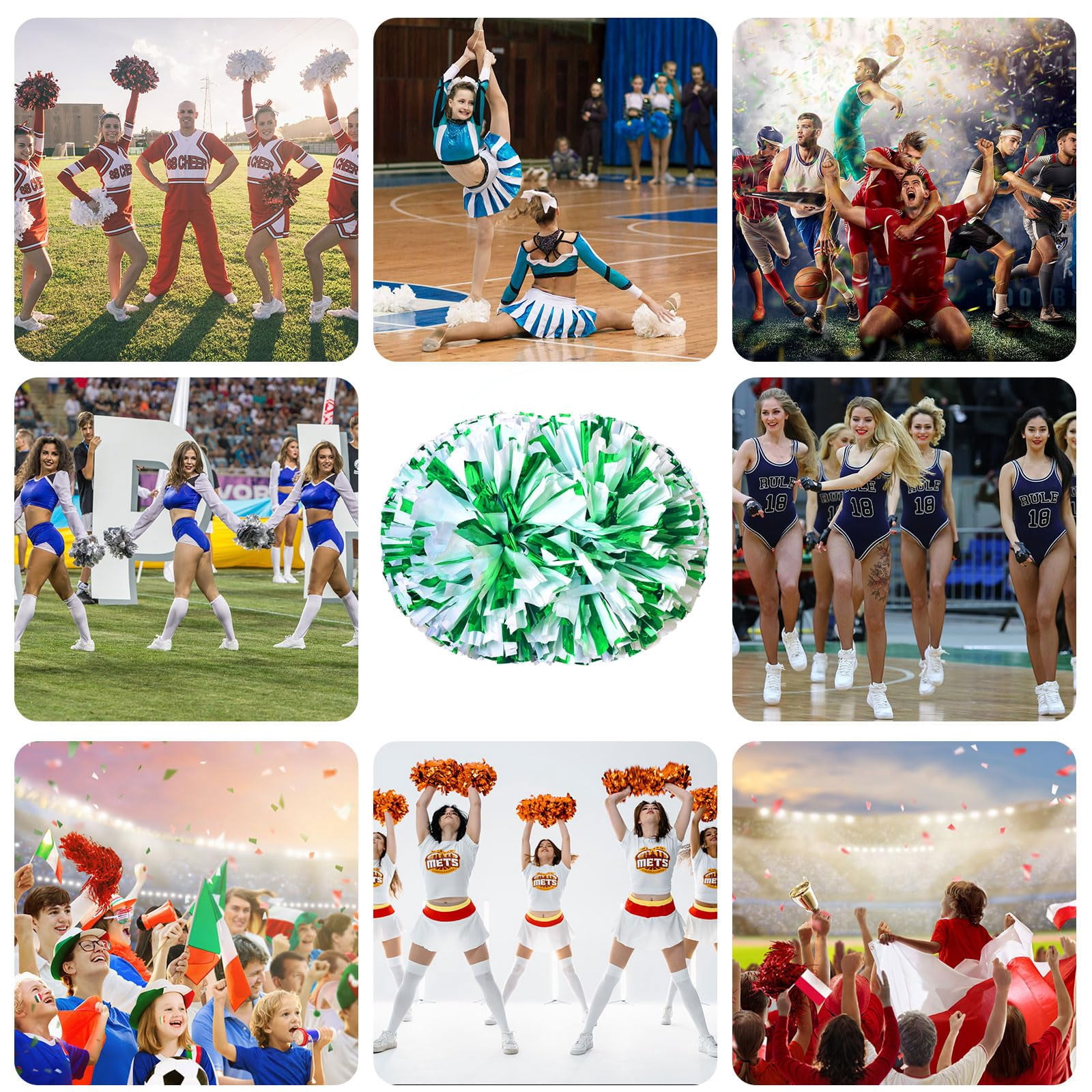 14 Pcs Cheerleading poms,pom poms Cheerleading with Handle Style Cheer Pom Pomsfor Dance, Matches, Team Spirit Sports
