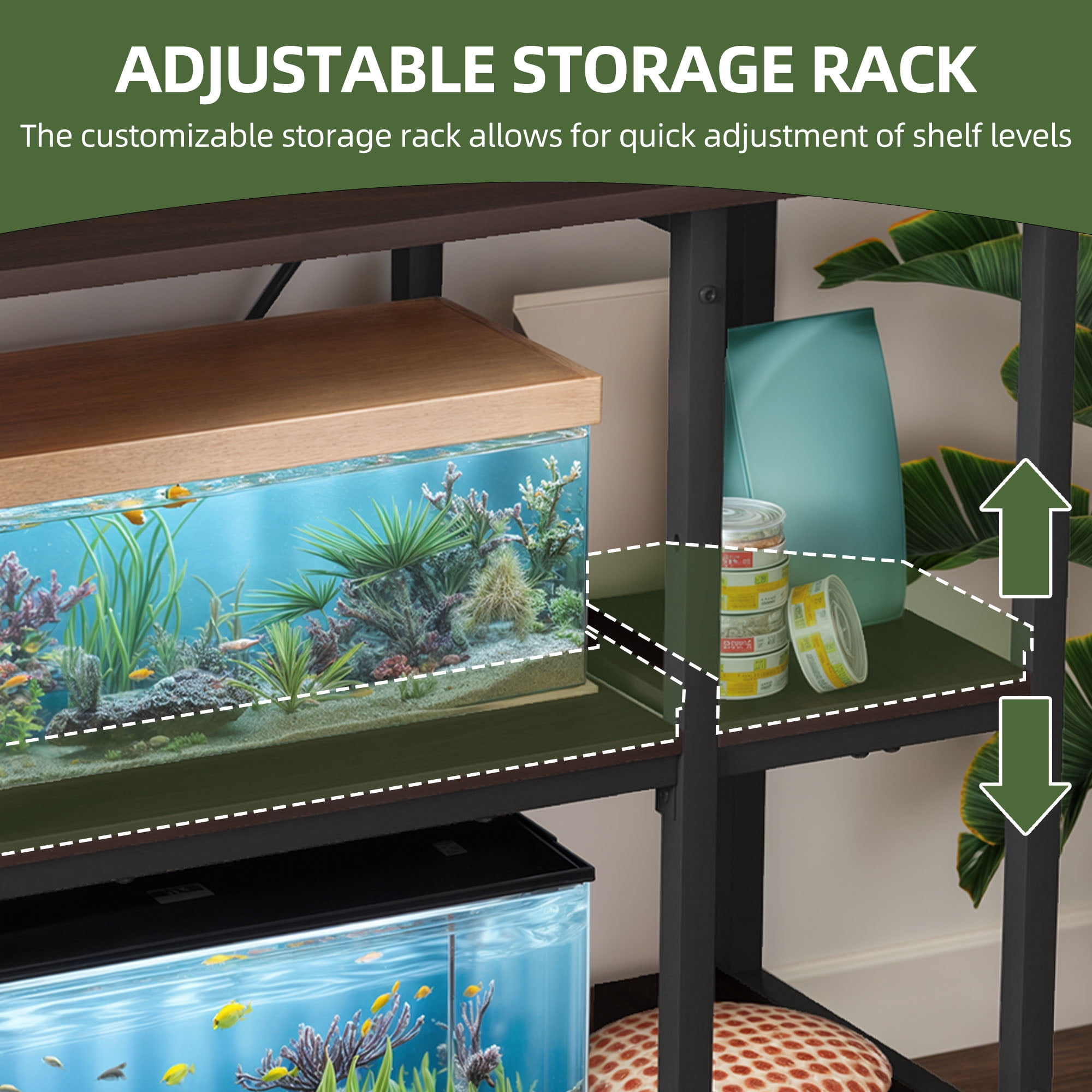 Uforic 10-29-37 Gallon 3-Tier Heavy Duty Metal Fish Tank Stand with Power Outlets &  Adjustable Storage Shelf,450LBS Capacity, Black