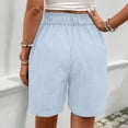 thumbnail image 5 of PIWHJQK Women Athletic Casual Shorts Women's 5 Inch Solid Relaxed Style Cotton Linen Shorts Everyday Wear Bottoms, 5 of 6